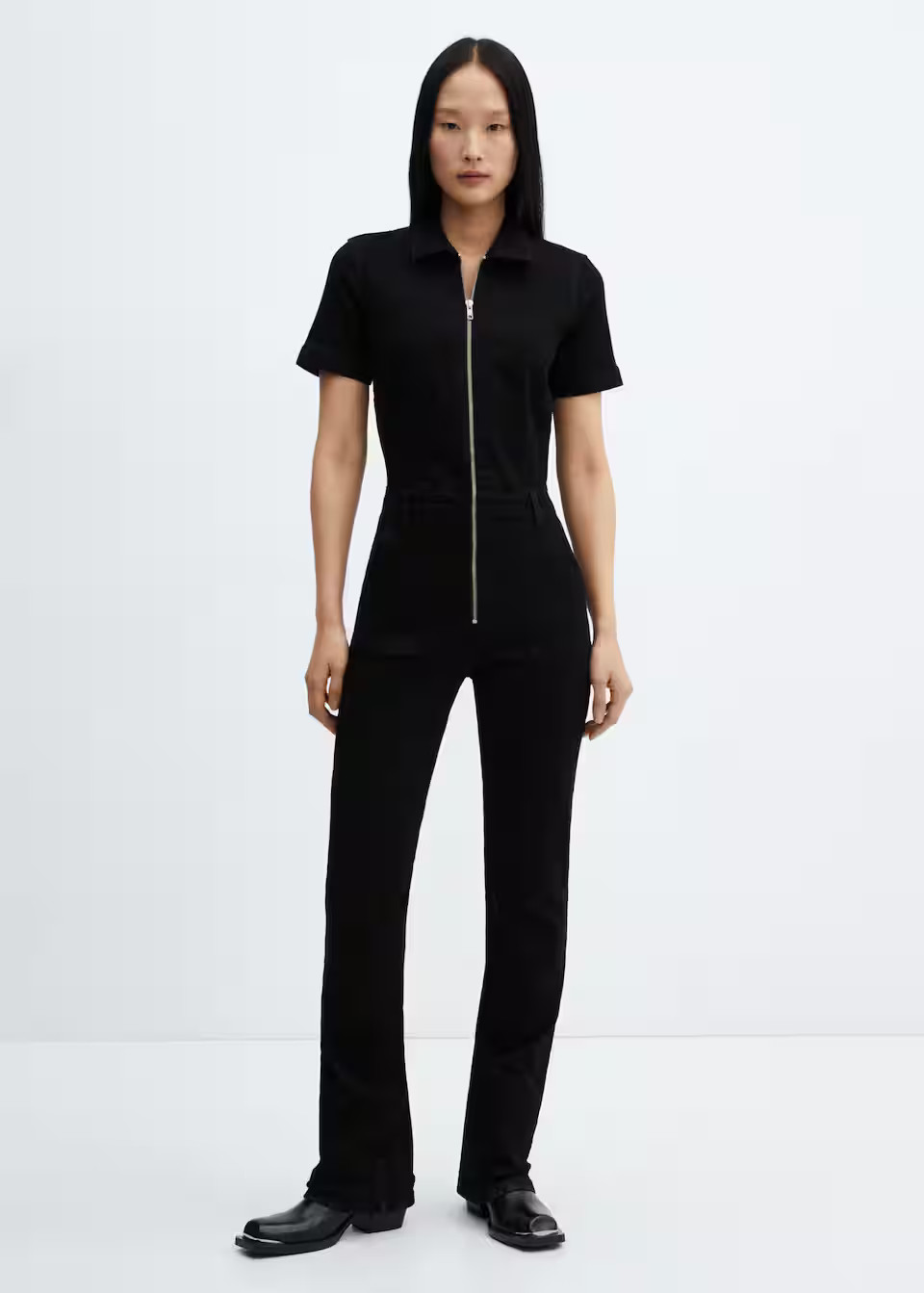Denim jumpsuit with zipper -  Women | Mango USA | MANGO (US)