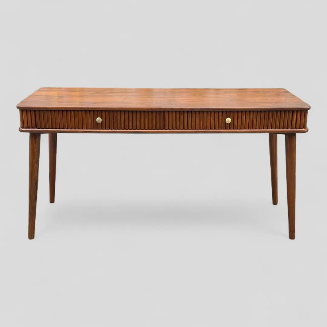 Midcentury Round Edges Writing Table,desk With Fluted Drawer Front Handcrafted in Solid Teak - Et... | Etsy (US)