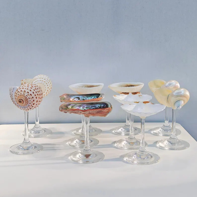 Custom Name Shell Wine Glasses, Wedding Bridesmaids Gift,beach Seashell Martini Glasses, Shell Wi... | Etsy (US)