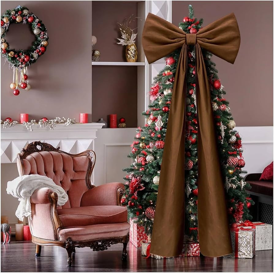Christmas Tree Bows - Velvet Bows for Christmas Tree,20 x 71 Inches Bow Tree Topper,Red Velvet Bo... | Amazon (US)