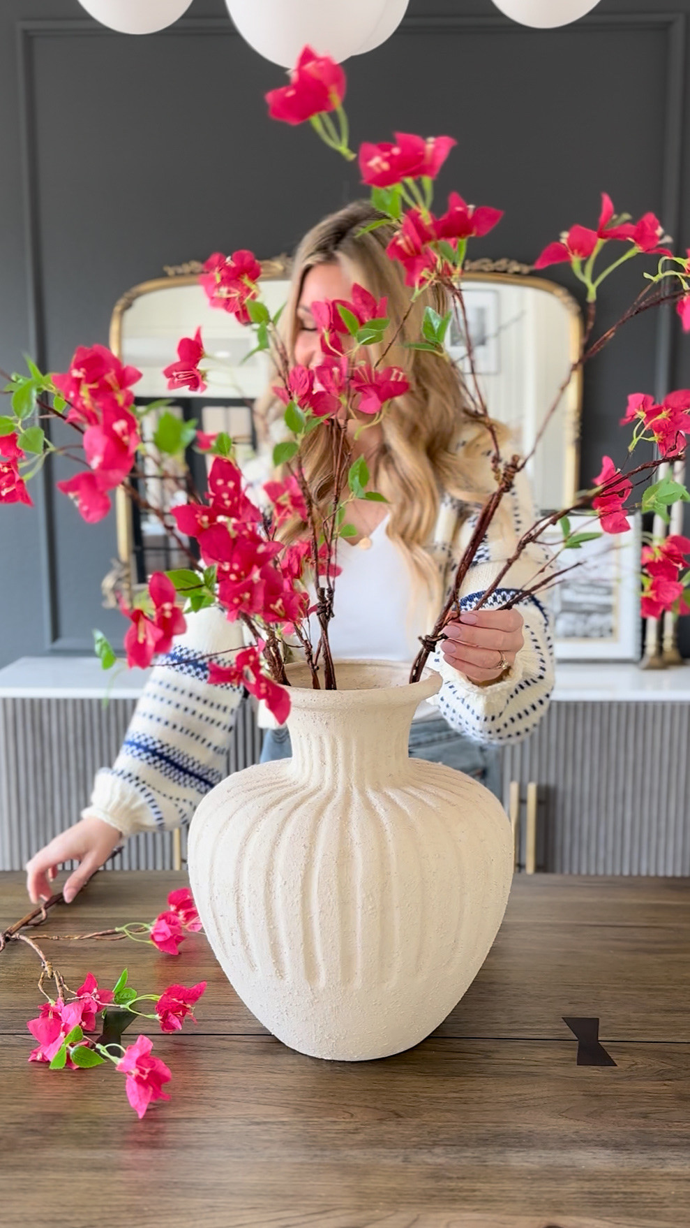 Bringing the drama with a pop of pink 🌺✨ 
Bright blooms in a timeless neutral vase. Instant spring, zero effort.

#LTKSeasonal #LTKvlog #LTKHome