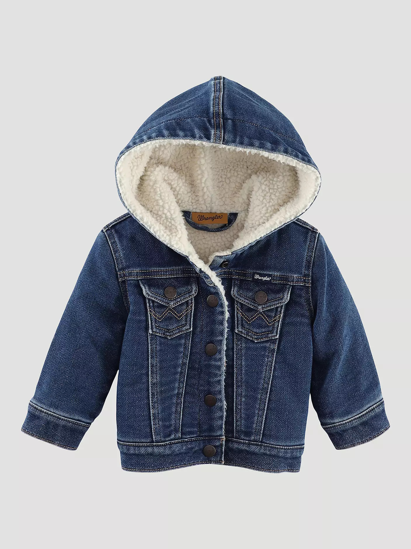 Little Girl's Sherpa Lined Hooded Denim Jacket | Wrangler