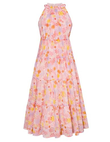 GRACE KARIN Spring Dresses for Girls Summer Casual A-line Floral Dresses for Girls Pink Flower 10Y | Amazon (US)