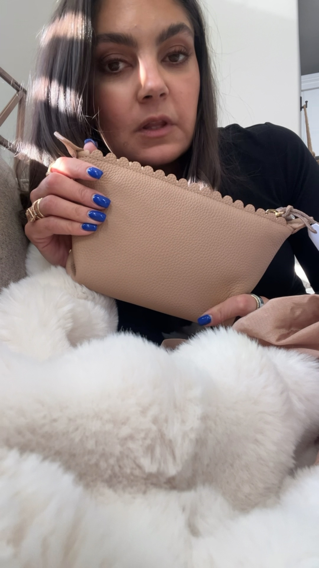 Stoney Clover Leather Scalloped Pouchette in Cookie