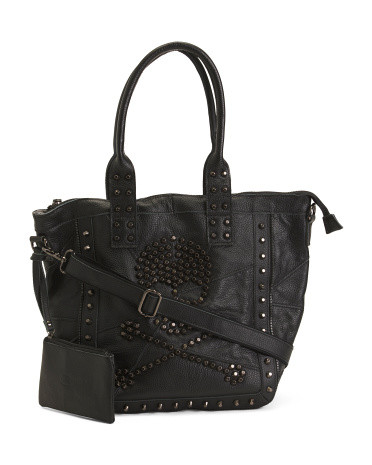 Leather Metal Crossbones Tote | Handbags | Marshalls | Marshalls