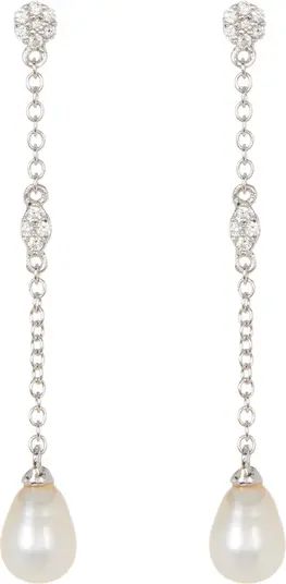 Sterling Silver Swarovski Crystal Accented & 7mm Freshwater Pearl Drop Earrings | Nordstrom Rack