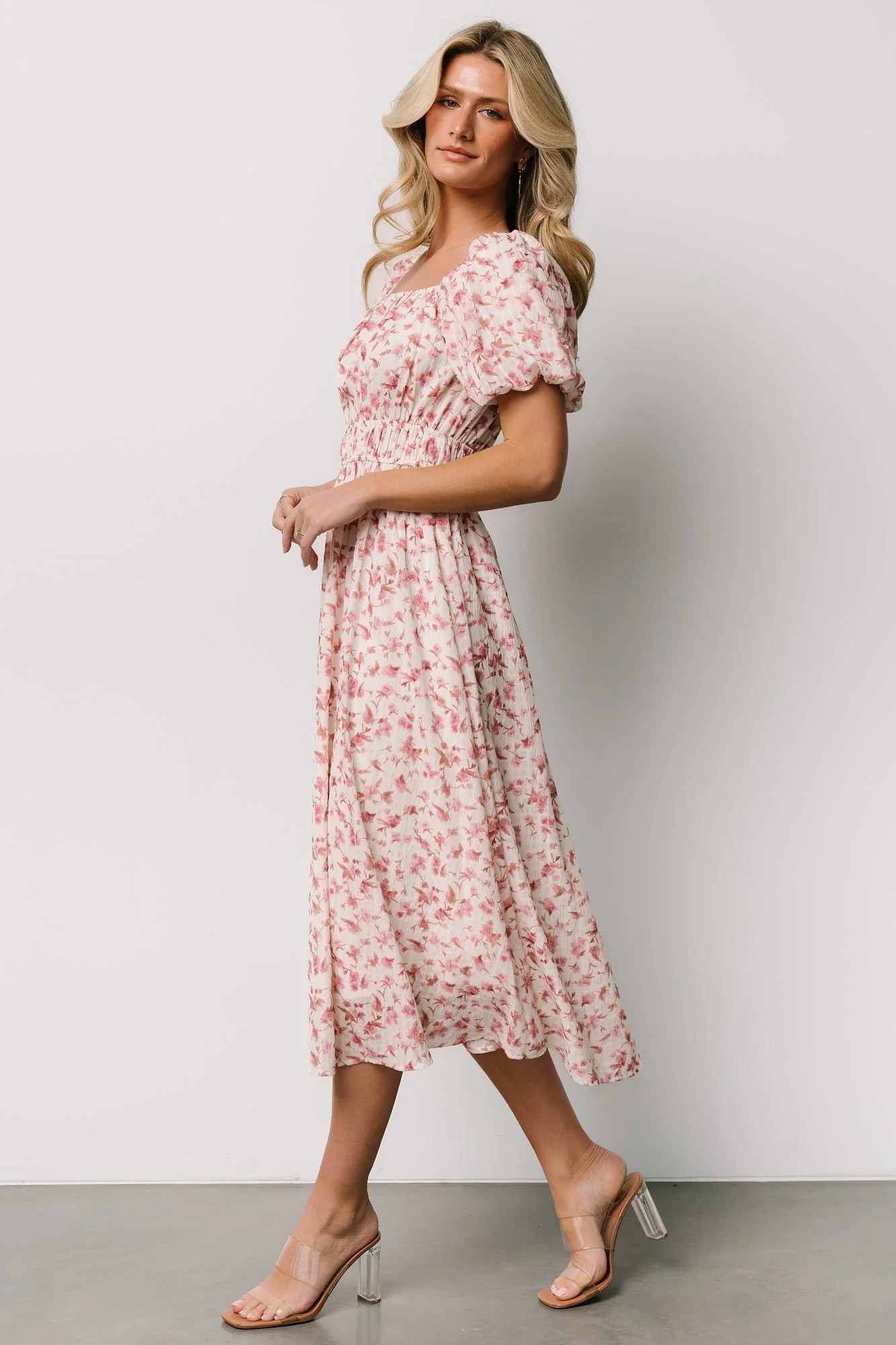 Dorine Midi Dress | Ivory + Blush Floral | Baltic Born