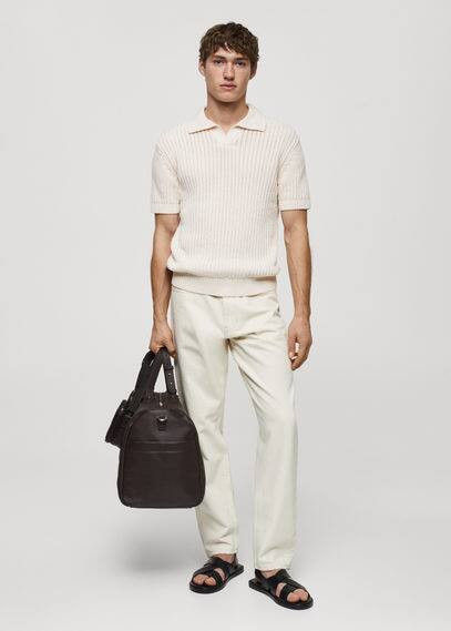 Openwork cotton knitte polo shirt | MANGO (US)