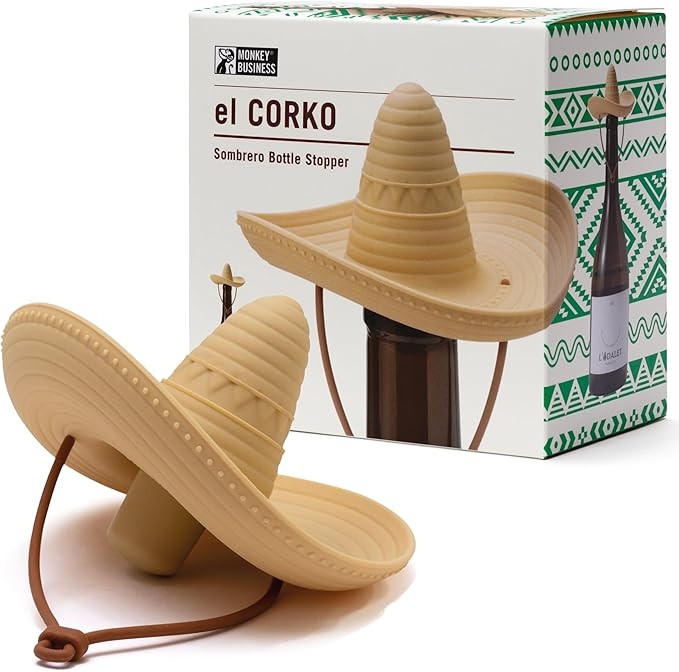 Monkey Business elCorko Silicone Wine Stopper, Bottle Stopper with Sombrero Design, Wine Accessor... | Amazon (US)