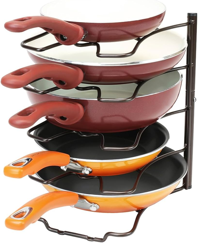 Deco Brothers Pan Organizer Rack for Kitchen Cabinet and Counter, Bronze | Amazon (US)