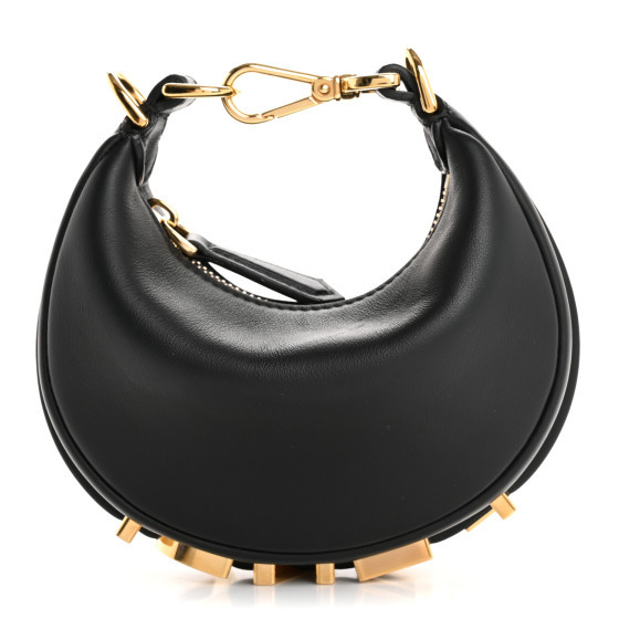 Vitello Grace Matte Nano Fendigraphy Hobo Charm Black | FASHIONPHILE (US)