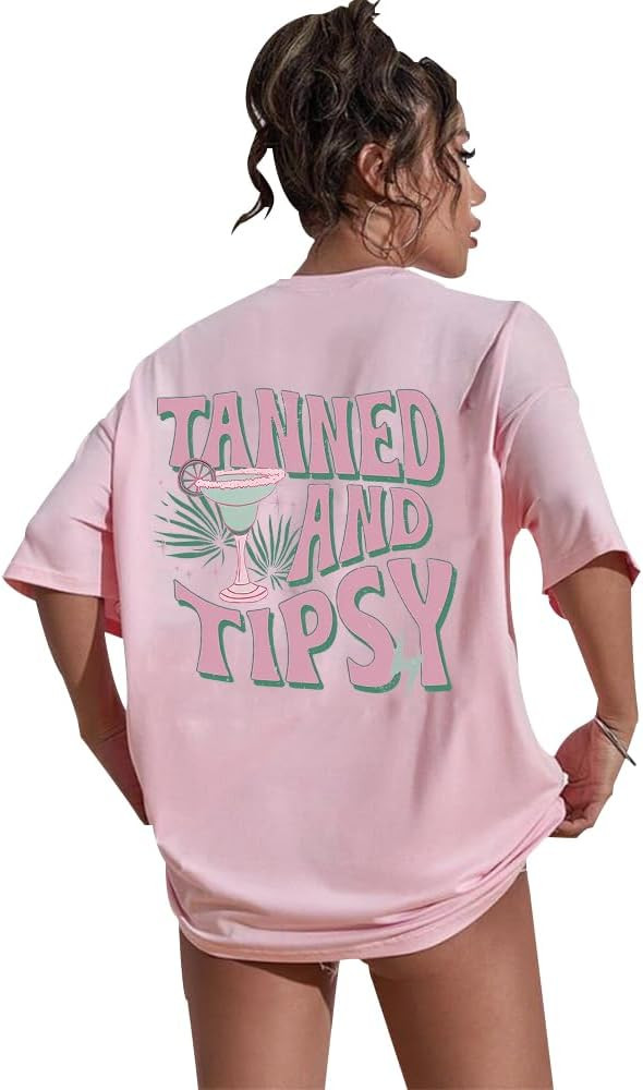 Tanned and Tipsy T-Shirt Vacation Drinking Shirts for Women | Amazon (US)