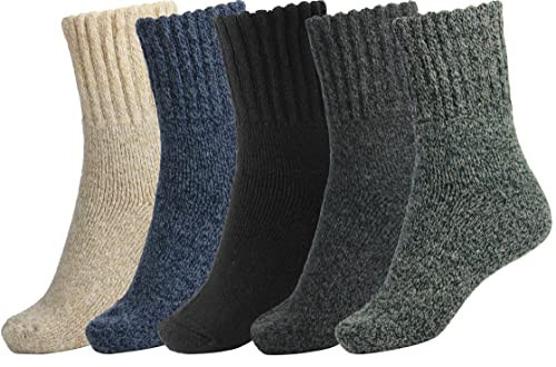 BomKinta Women Winter Solid Boots Socks Thick Warm Wool Socks Cozy Crew Socks for Women Christmas Gift | Amazon (US)