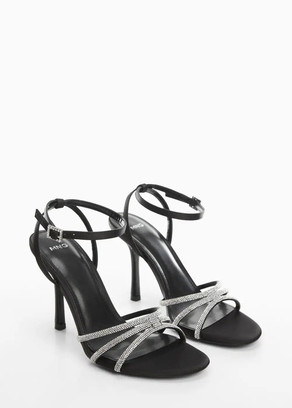 Heeled sandals with rhinestone straps -  Women | Mango United Kingdom | MANGO (UK)