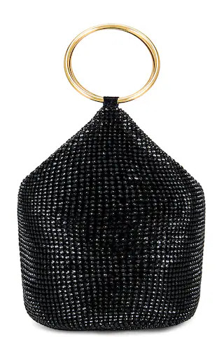 olga berg Ellie Crystal Mesh Ring Handle Bag in Black from Revolve.com | Revolve Clothing (Global)