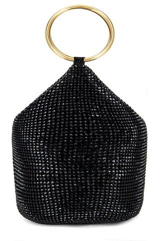 olga berg Ellie Crystal Mesh Ring Handle Bag in Black from Revolve.com | Revolve Clothing (Global)