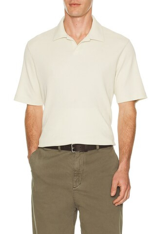 Theory Soft Waffle Short Sleeve Polo in Beige | FWRD 
