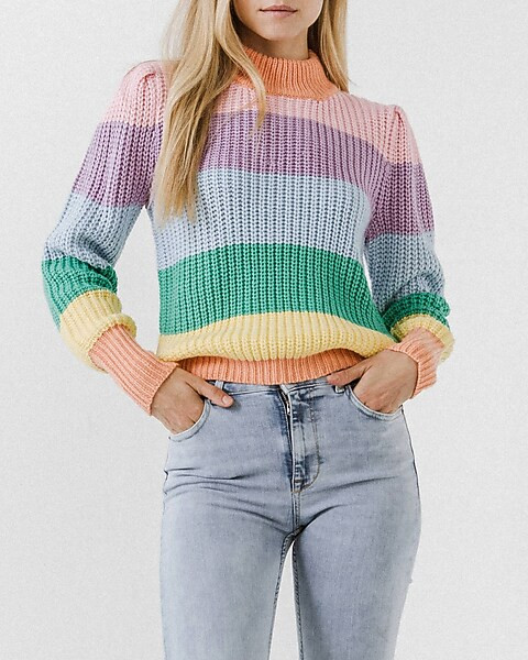 Free the Roses Striped Sweater | Express