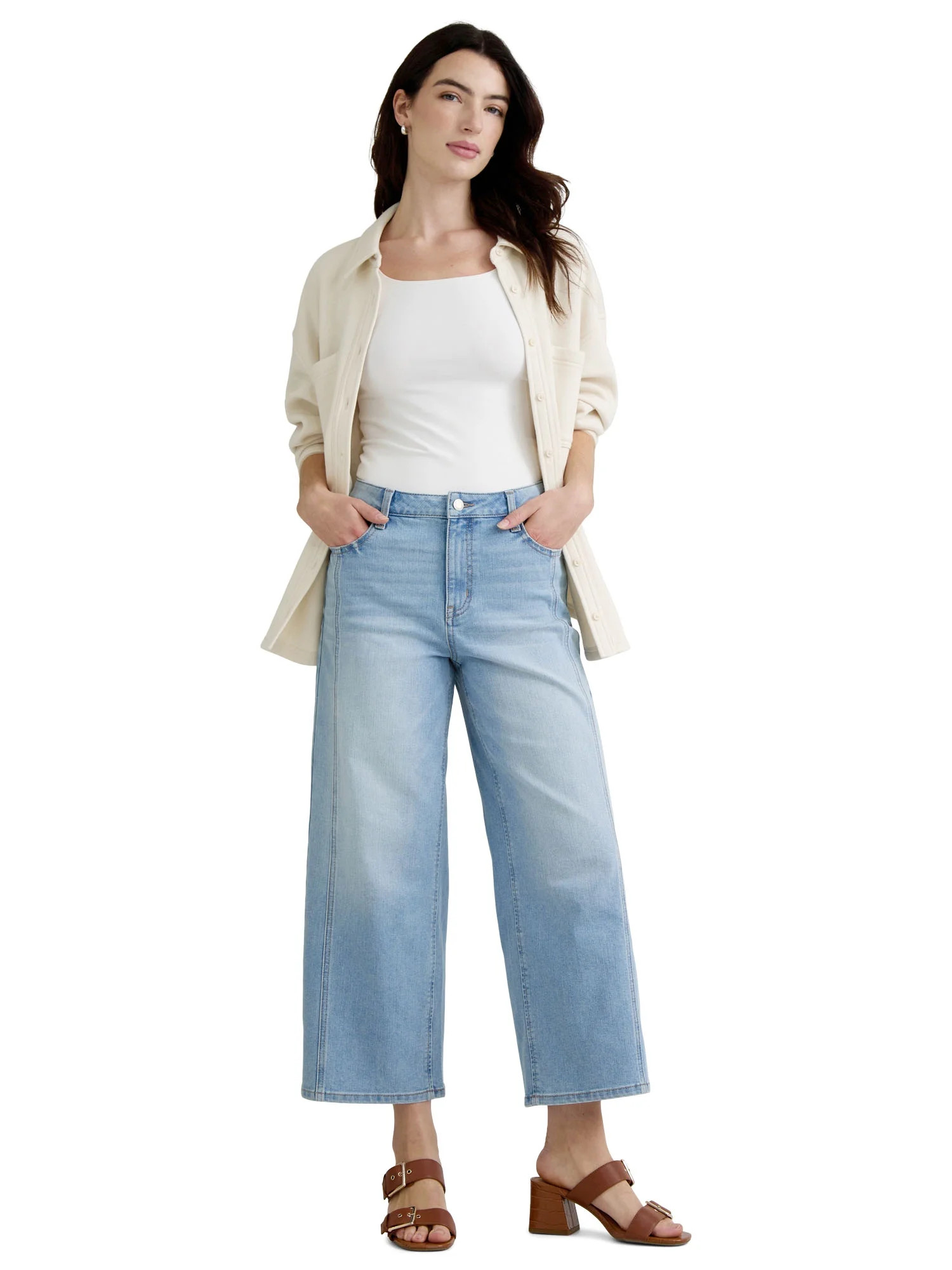 Time & Tru Women's Wide Leg Jean, 26" Inseam, Size Range 2-20 | Walmart (US)