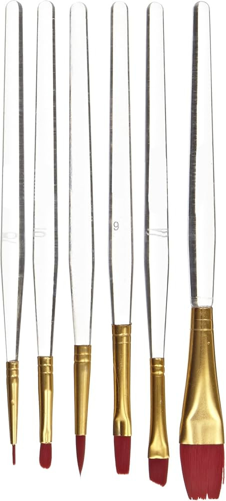 Dynasty C-200 Fine Ruby Synthetic Short Handle Brushes - Assorted Sizes - Set of 72 - Clear | Amazon (US)