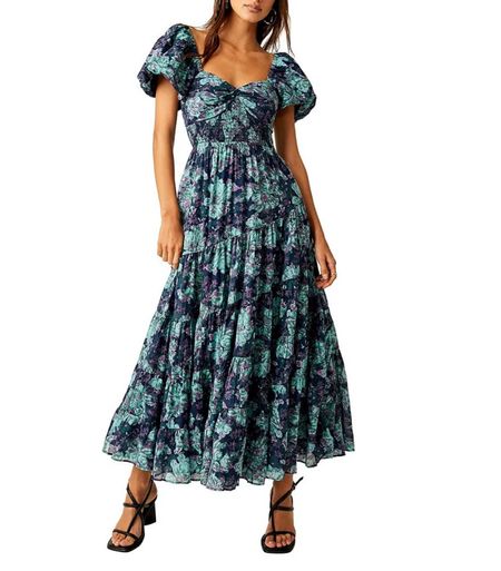 Free People Sundrenched Floral Print Sweetheart Neck Short Puff Sleeve Maxi Dress - winter wedding guest dress 

#LTKstyletip #LTKSeasonal #LTKparties