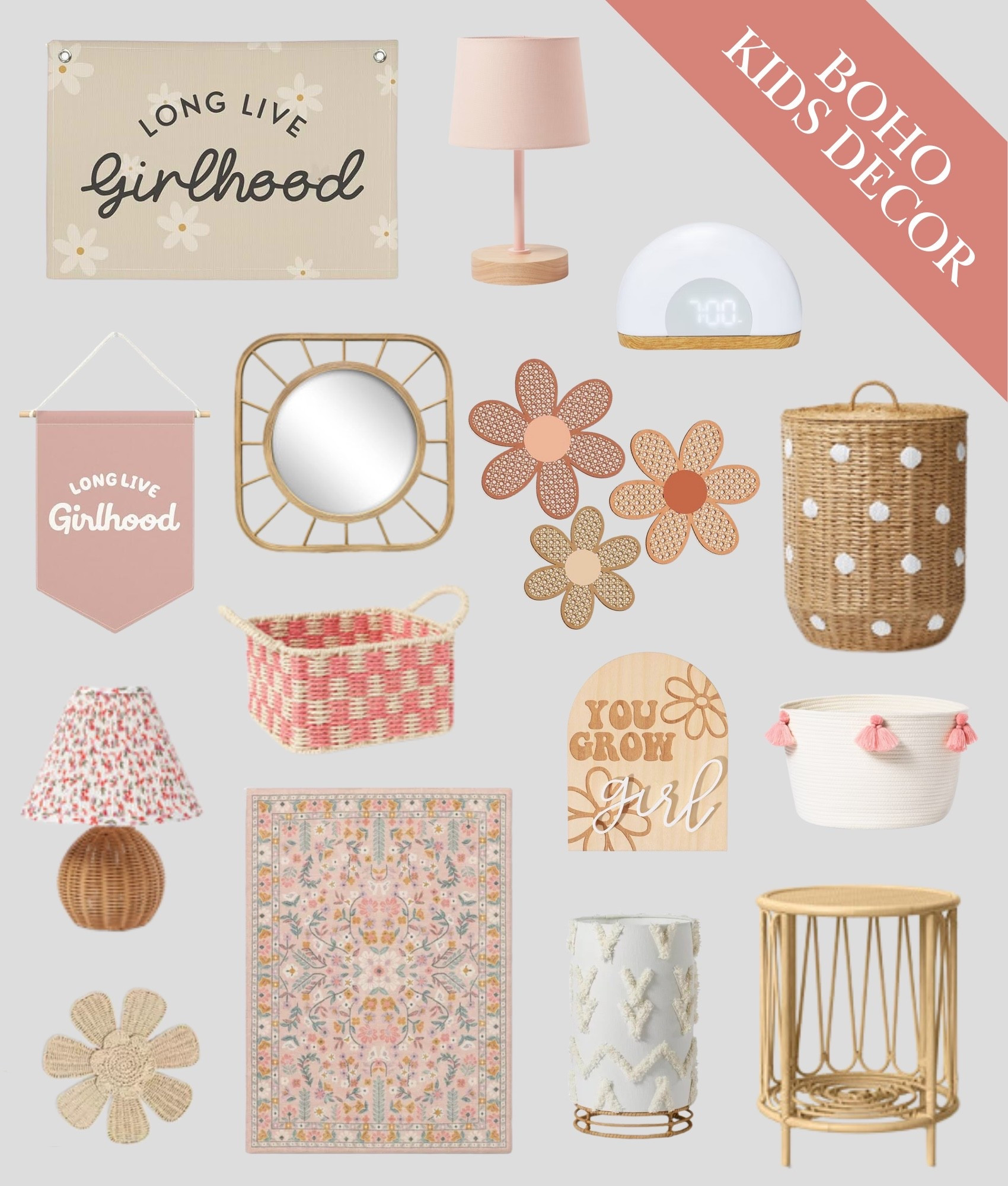boho kids decor, girls room decor, girlhood decor, boho nursery finds, rattan kids decor, floral kids decor, pink aesthetic kids room, cute kids baskets, tassel storage baskets, kids wall art, boho mirror, flower wall decor, kids table lamp, girly room inspiration, aesthetic kids room ideas

#LTKHome #LTKBaby #LTKKids