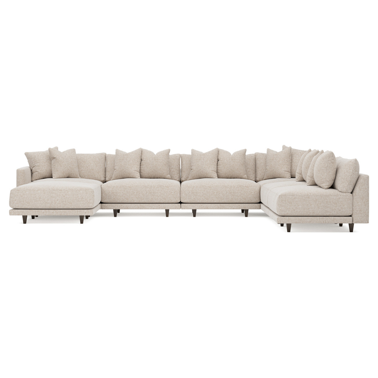Toulouse Straw Performance Modular 7-Piece Corner Sectional With Ottoman - Left End - 171 | Kathy Kuo Home