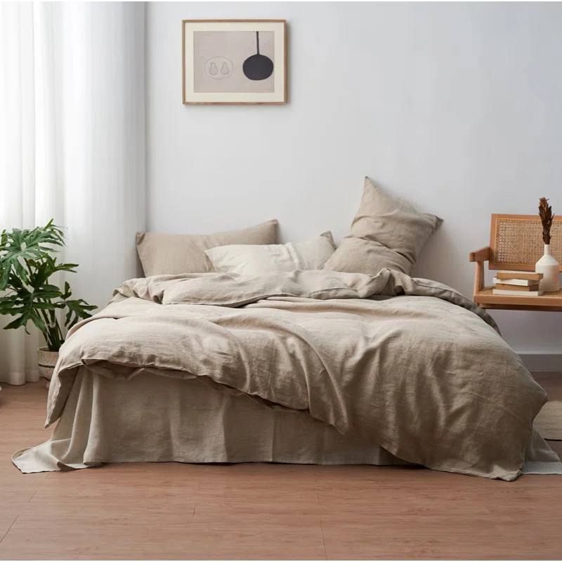 100% Natural French Linen 3 Piece Duvet Cover Set | Wayfair North America