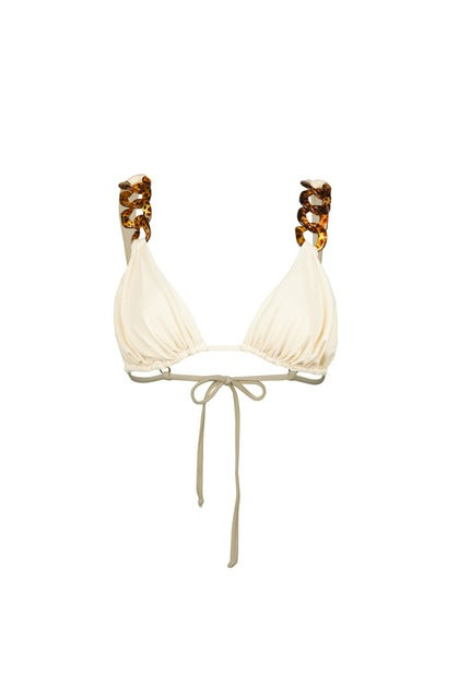 Tortoise Chain Triangle (Faux Suede Cream) | SAME