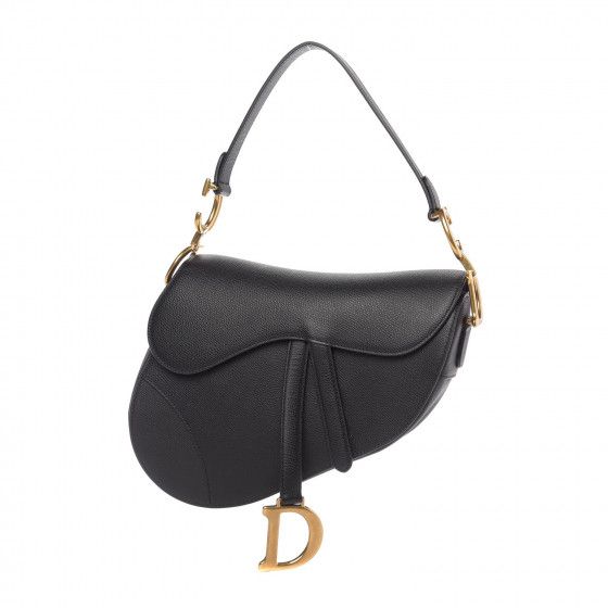 Grained Calfskin Saddle Bag Black | Fashionphile