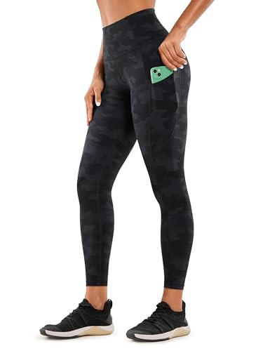 CRZ YOGA Naked Feeling Workout Leggings Pockets 25'' - High Waisted Womens Yoga Pants Running Tights Dark Grey Camouflage X-Large | Amazon (US)