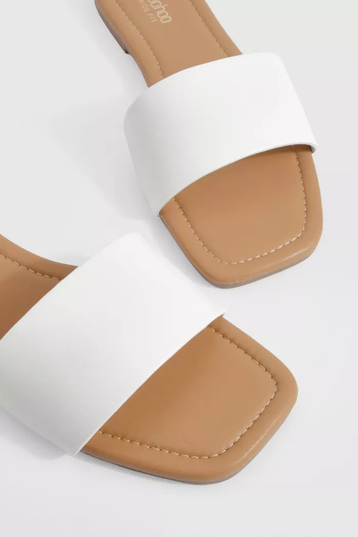 Wide Fit Minimal Mule Sandals | Boohoo.com (UK & IE)