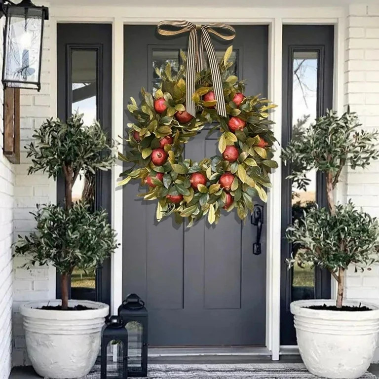 20 inch Fall Fruit Wreath for Front Door, Thanksgiving Wreath with Pomegranate for Harvest Indoor... | Walmart (US)