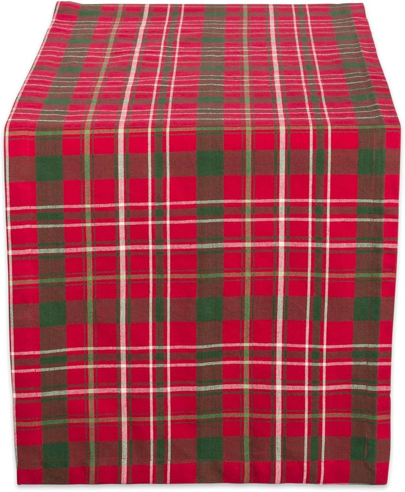 DII Holiday Dining Table Linen Collection Tartan Holly Plaid, Christmas Table Runner, 14x108, Red... | Amazon (US)