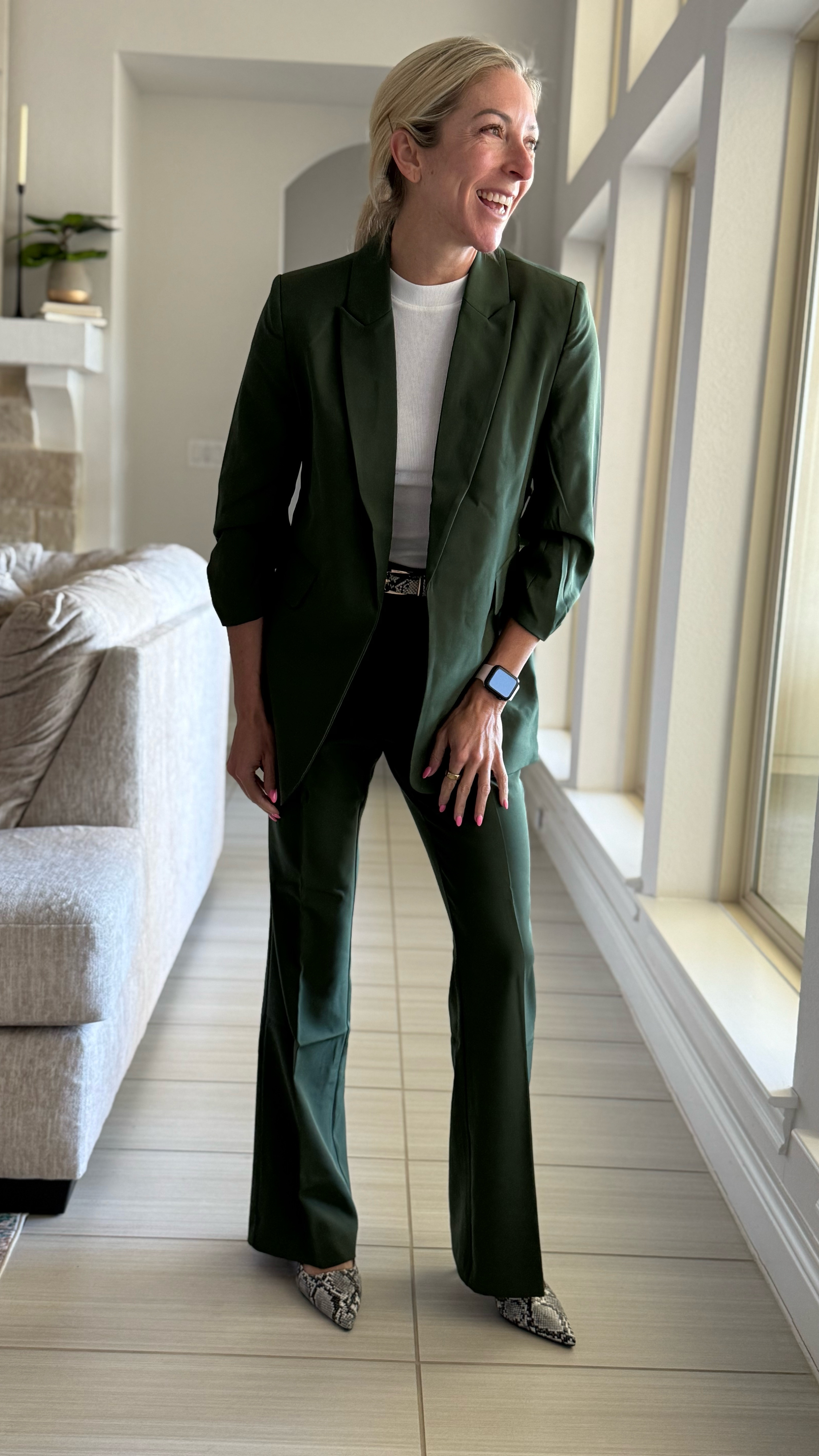 How I spent some of my free time this weekend with no games on my schedule to call on ESPN…

1) Watching college softball
2) Getting healthy from a cold I caught last week
3) Creating some content for @pitchingangel 
4) Finding these amazing pants & blazers at Wal Mart

I’m obsessed. 

The pants are under $20 and I love the bootcut flare.

The blazers are under $40 and I love the scrunch of the sleeves.

Now, I patiently wait for more colors of the blazers to become available so I can completely all the sets.

But seriously, can you believe this is from WalMart?!

Which color is your fav?!