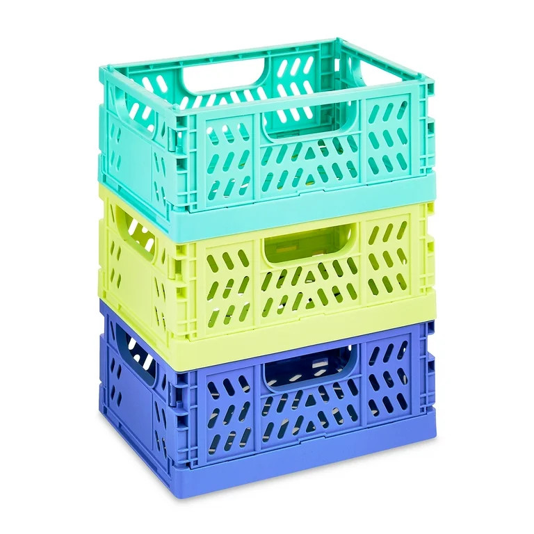 Pen+Gear Mini Collapsible Crate, 5.51" x 4.13" x 2.28", Assorted Blue Colors, 3 Count per pack, P... | Walmart (US)