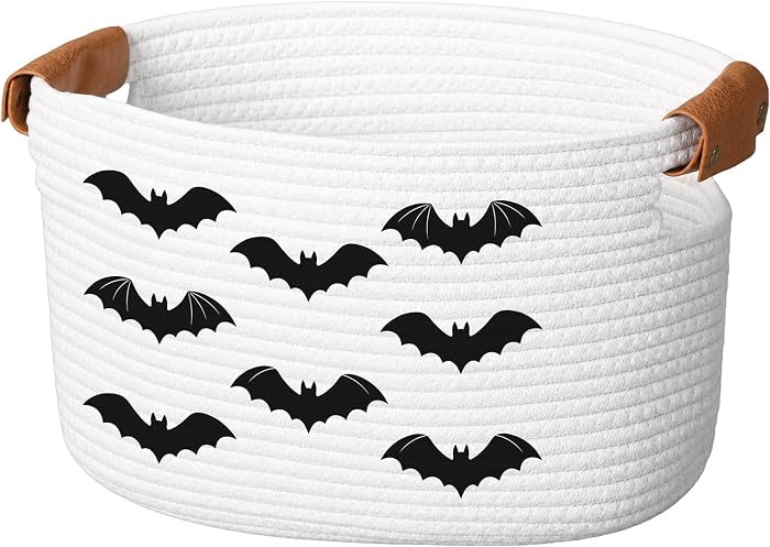 Potchen Halloween Bat Cotton Rope Basket with Handles | Amazon (US)