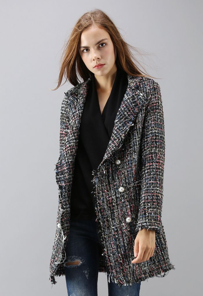 Flickering Attraction Double Breasted Tweed Coat | Chicwish
