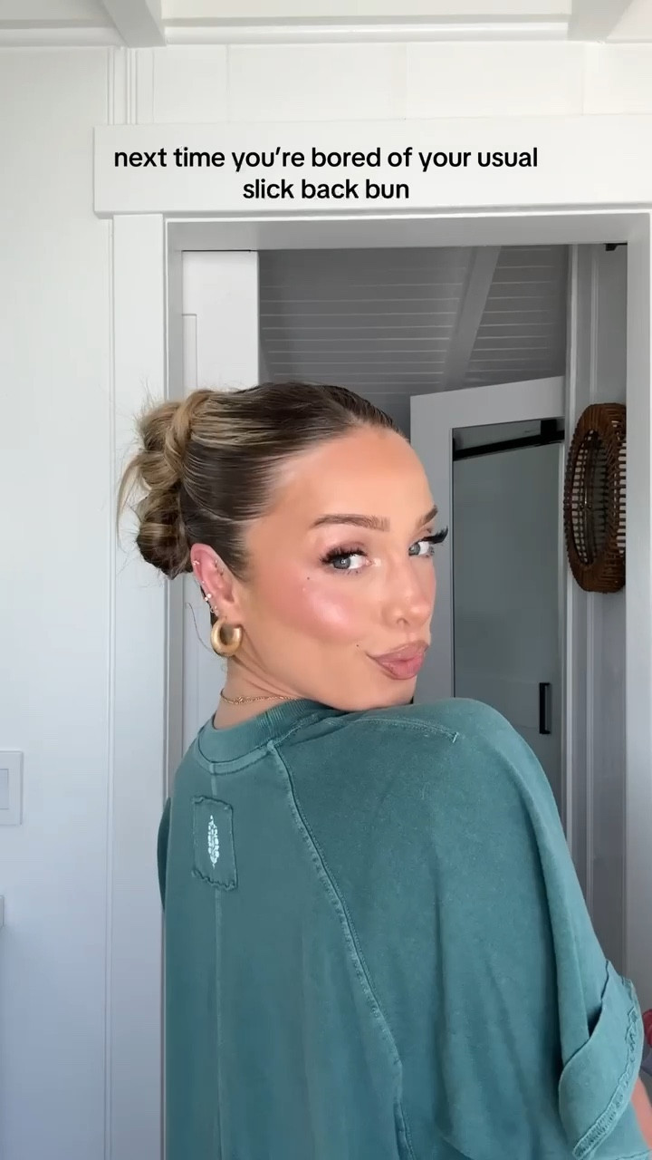 Cute twist on the slick back bun! 🩵

#LTKBeauty #LTKStyleTip #LTKSeasonal