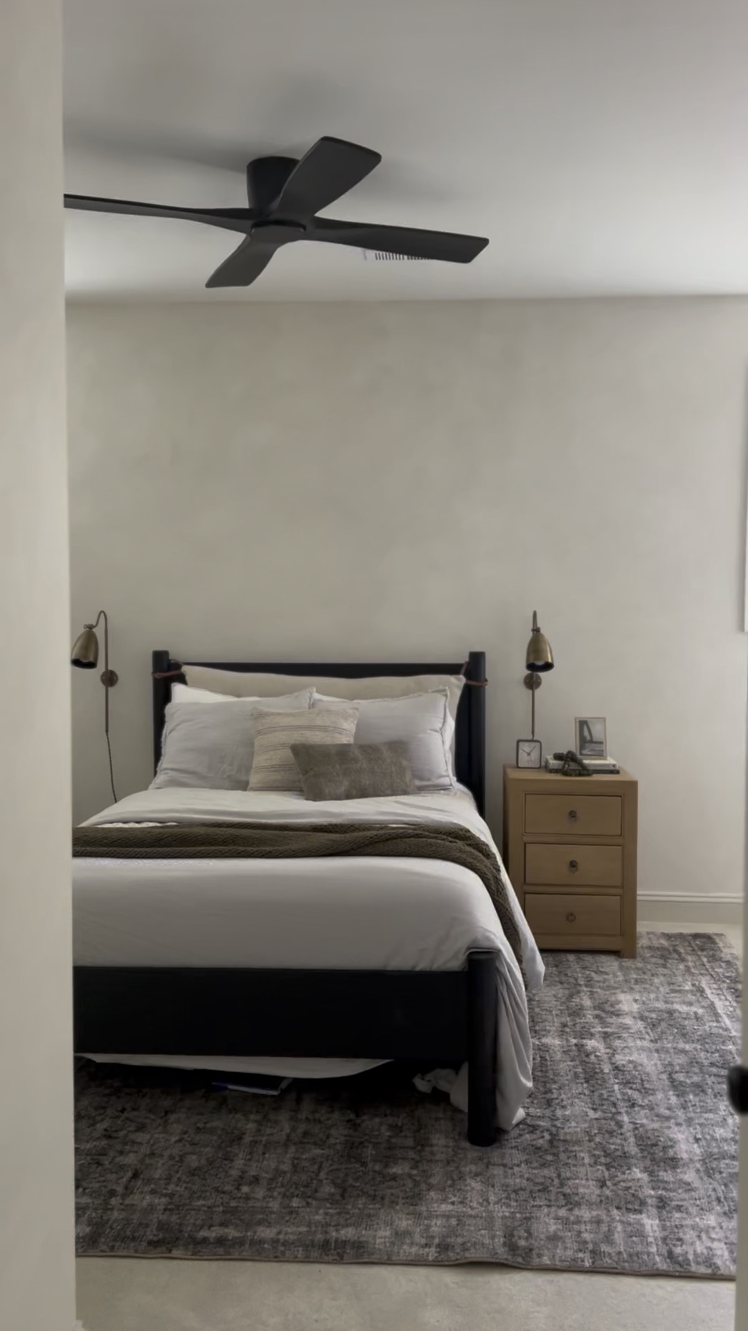 Neutral teen bedroom. Love this fan we added in here! It’s silent! 

Drapes will be dark brown and Roman shades will be off white linen!

Rug size: 8x11 Morgan navy/sand
Bed: full-size. It’s a diy modeled after the penny bed from shoppe Amber interiors. See my saved highlight 



#LTKHome #LTKKids #LTKStyleTip