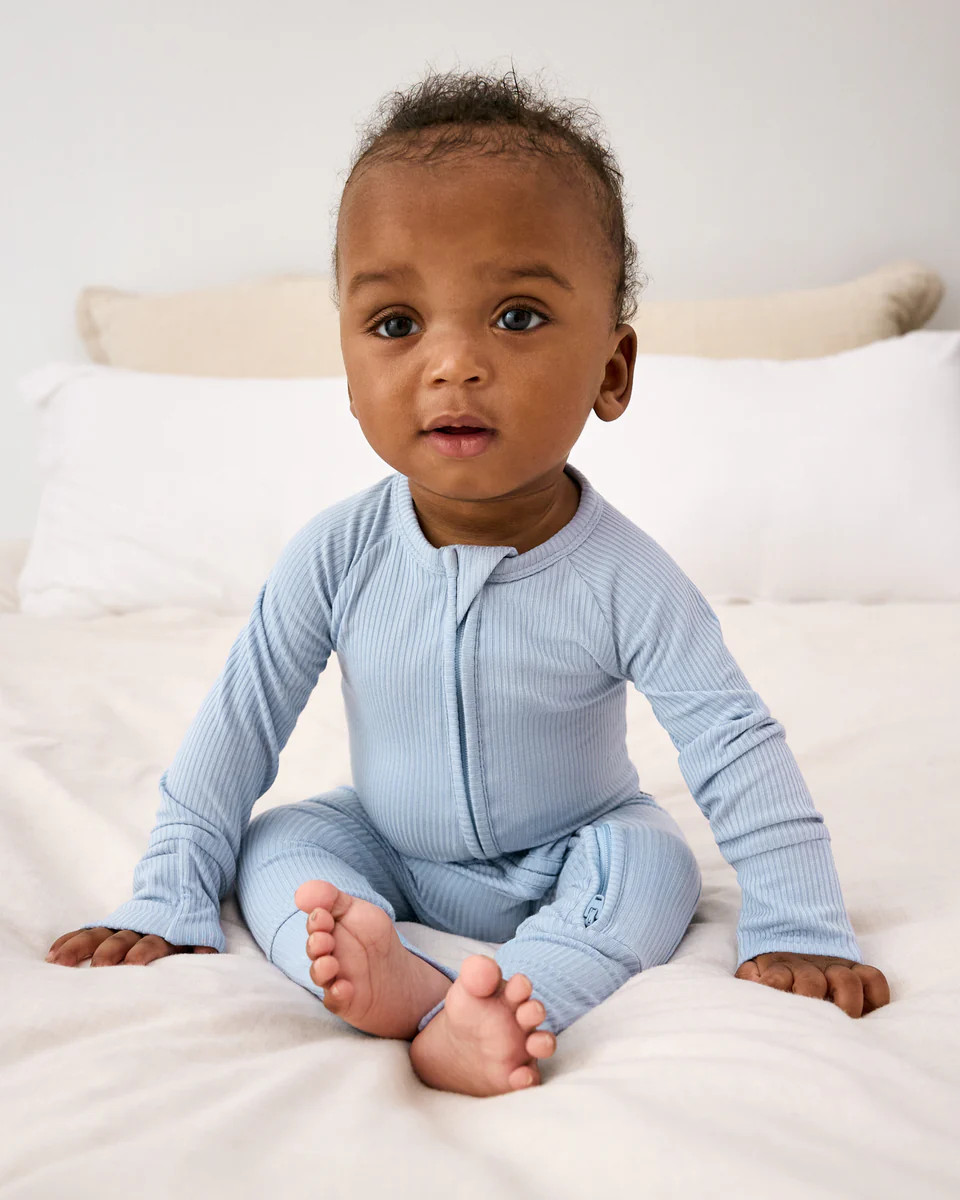Light Fog Ribbed Zippy | Little Sleepies