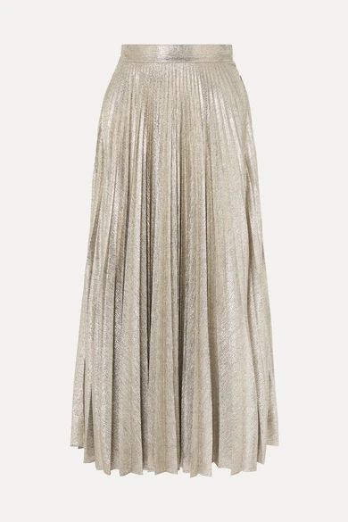 Sunshine pleated stretch-Lurex midi skirt | NET-A-PORTER (US)