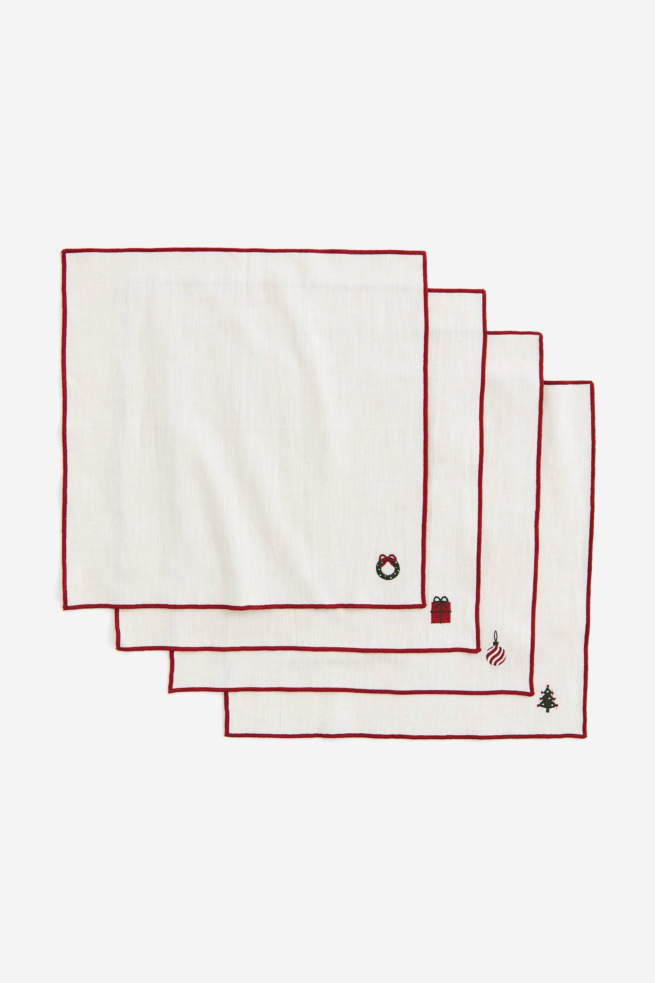 4-pack Embroidered Napkins | H&M (US + CA)