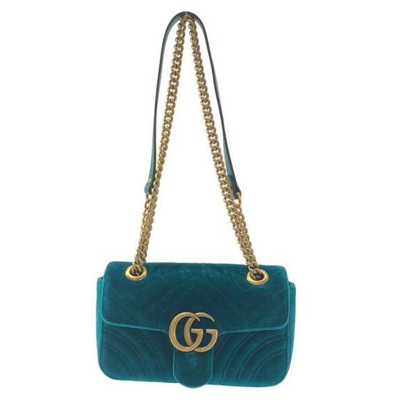 GUCCI GG Marmont velvet mini bag Shoulder Bag 446744 Blue Velour Women | Poshmark