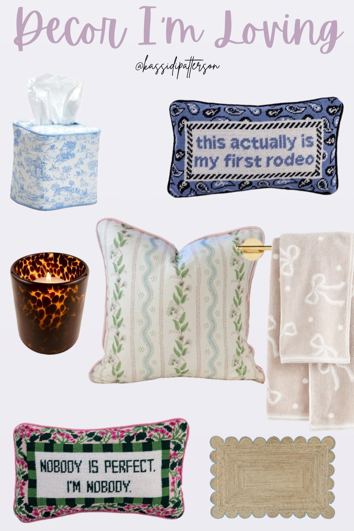 Needlepoint pillow, embroidered pillow, tissue box cover, tortoise shell, bow decor

#LTKfindsunder100 #LTKhome