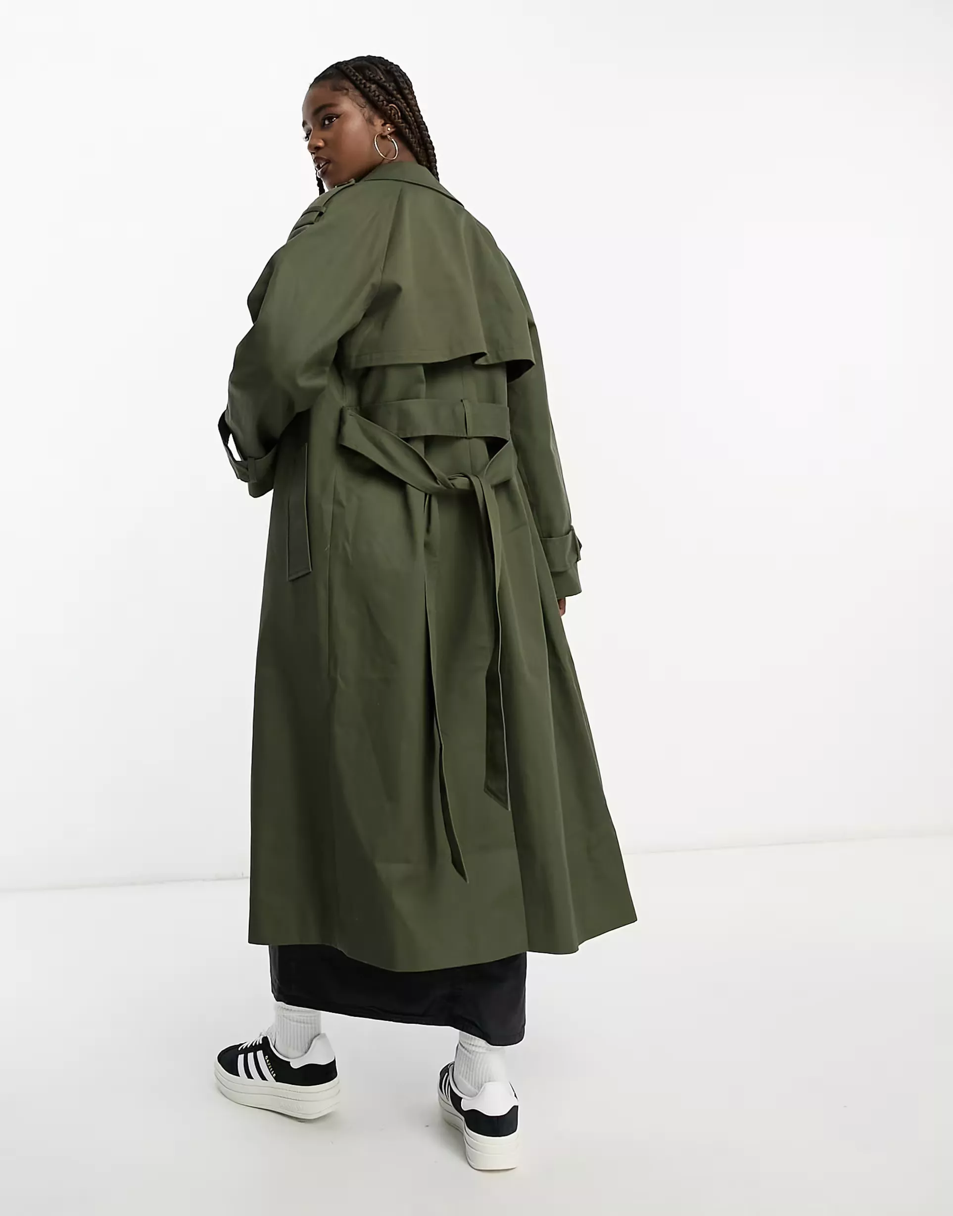 ASOS DESIGN longline trench coat in khaki