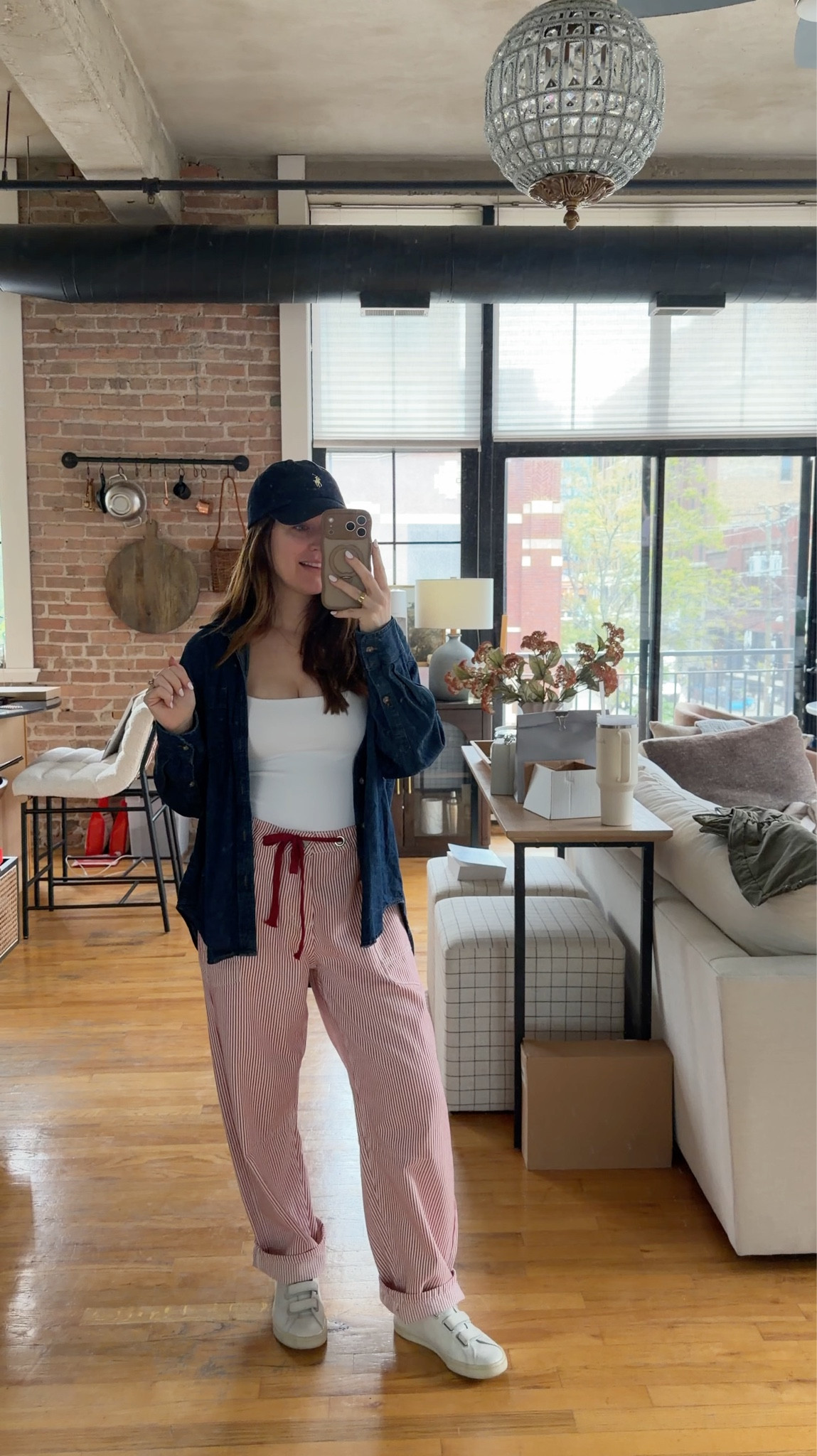 Comfy, postpartum outfit. Wearing a M in the Amazon pants and small in the aritzia button down and bra free cami! Wore these pants all through pregnancy too! 

#LTKootd #LTKBump #LTKmomlife