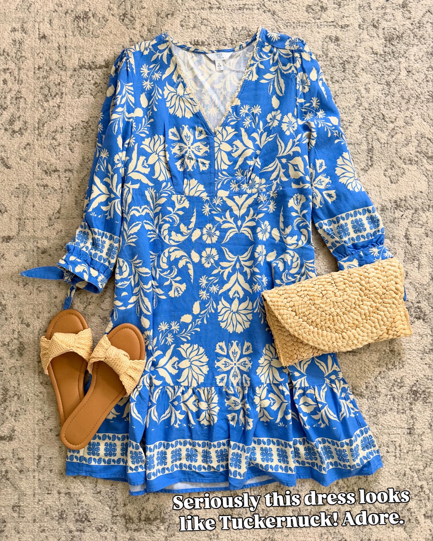 Walmart summer outfit idea with this darling dress, love that it has sleeves and it’s short but not too short (I’m 5’8”). Fits true to size, I got the small. #walmartfashion