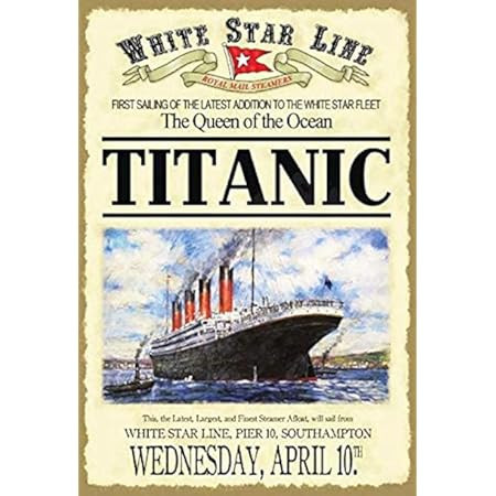 Bidesign Titanic White Star Linea The Queen Custom Metal Sign 8X12in-Bar Cafe Restaurant Home Decor | Amazon (US)