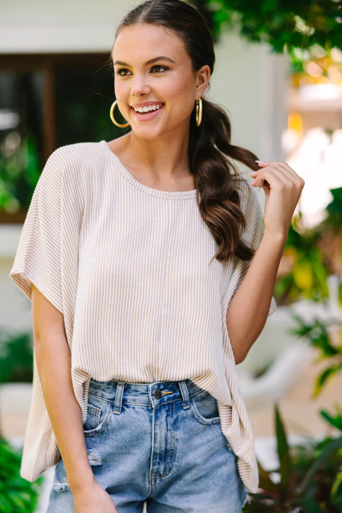 Confident Decisions Taupe Brown Ribbed Top | The Mint Julep Boutique